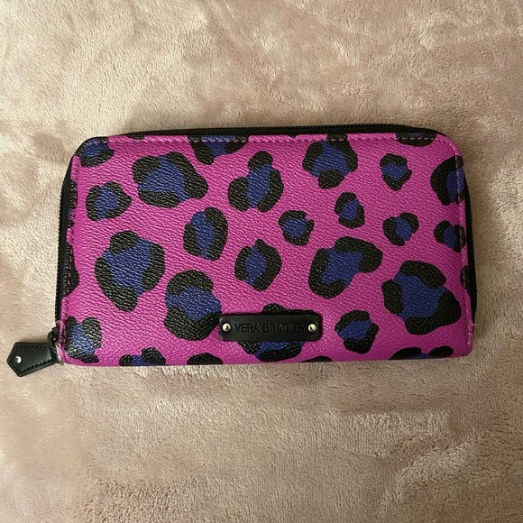 COPY - Purple Leopard Print Vera Bradley Wallet - Picture 1 of 3